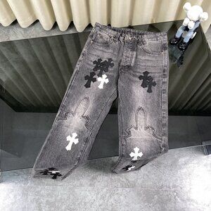 Chrome Hearts New Limited Edition Flame Grey Unisex Jeans